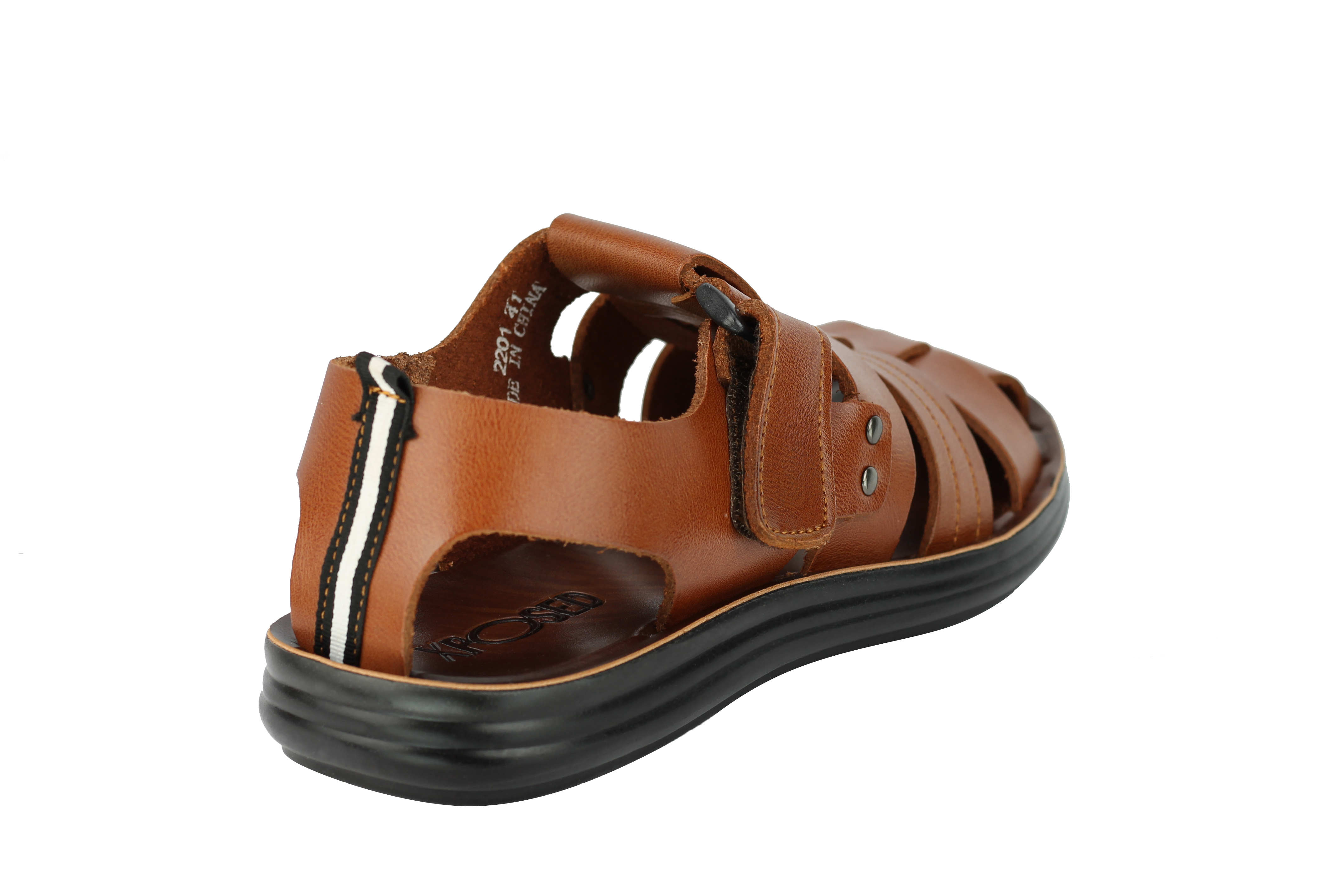 mens leather cross strap sandals